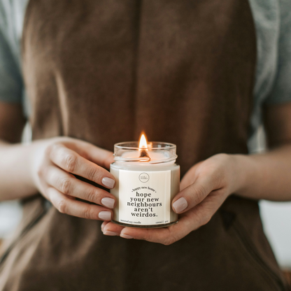 Hope Your New Neighbours Aren't Weirdos Candle, Funny New Home Gift