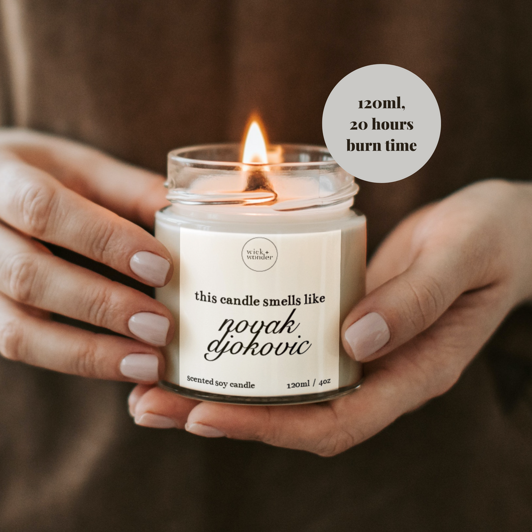 Novak Djokovic Candle, Funny Tennis Gifts