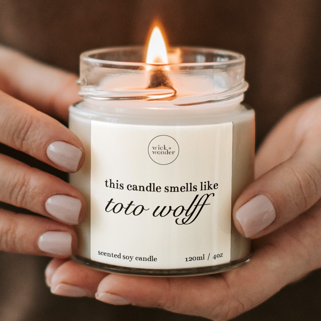 Smells Like Toto Wolff Candle, Formula One Gifts