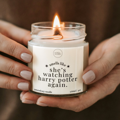 Watching Harry Potter Again Candle, Personalised Harry Potter Gifts