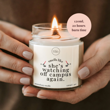 Load image into Gallery viewer, Watching Off Campus Again Candle, Off Campus Gifts
